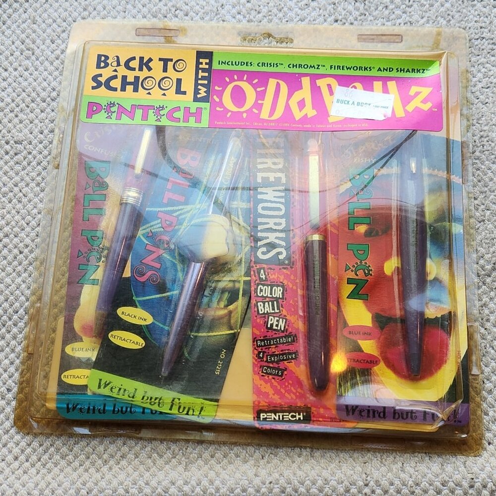 Pentech Oddballz Fireworks Crisis Chromz Sharkz Retractable Pens 90s School Kit - Picture 4 of 15